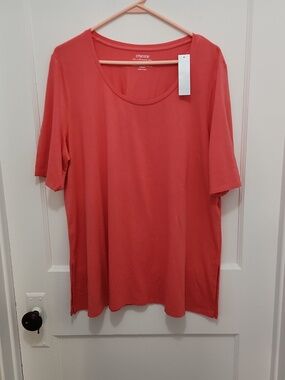NWT Chico's Ultimate Short Sleeve Coral Stretch T-Shirt Size 3 (US XL)